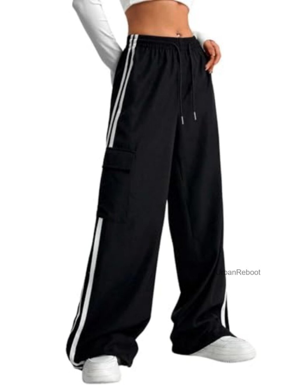 Cargo Pants Baggy Straight Wide Leg Track Pants Joggers with Pockets - Picture 4 of 7